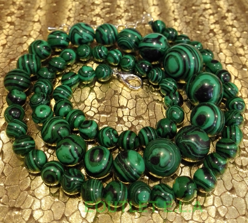 GENUINE GREEN TURKEY MALACHITE NECKLACE-48-52cm